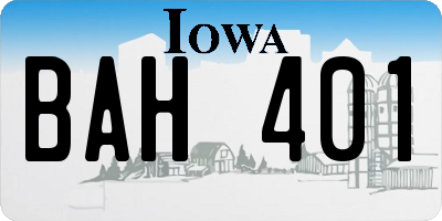 IA license plate BAH401