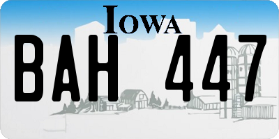 IA license plate BAH447