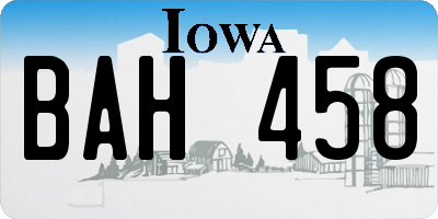 IA license plate BAH458