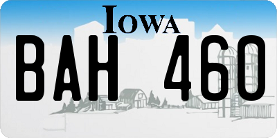 IA license plate BAH460