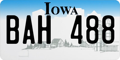 IA license plate BAH488