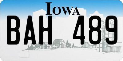 IA license plate BAH489