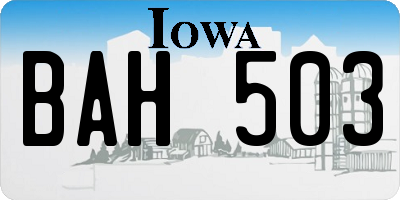 IA license plate BAH503