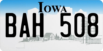 IA license plate BAH508