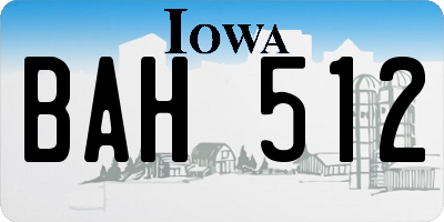 IA license plate BAH512