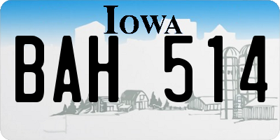 IA license plate BAH514