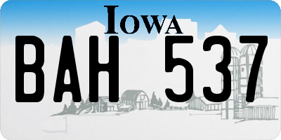 IA license plate BAH537