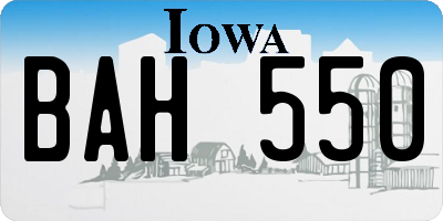 IA license plate BAH550