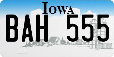 IA license plate BAH555