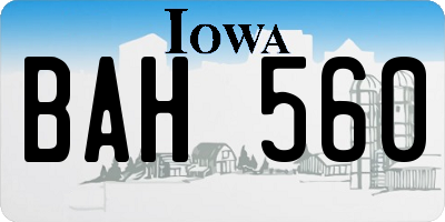 IA license plate BAH560