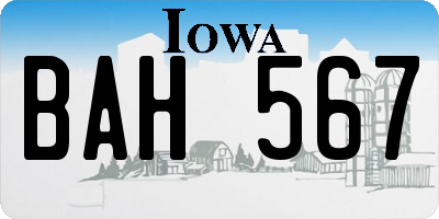 IA license plate BAH567
