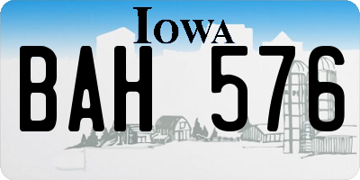 IA license plate BAH576