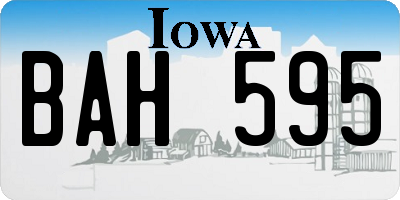 IA license plate BAH595