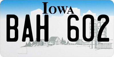 IA license plate BAH602