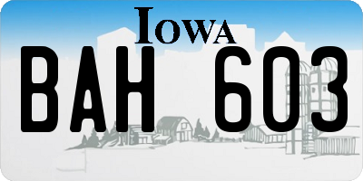 IA license plate BAH603