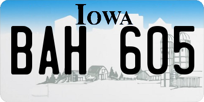 IA license plate BAH605