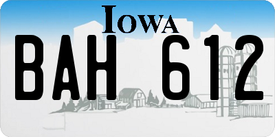 IA license plate BAH612