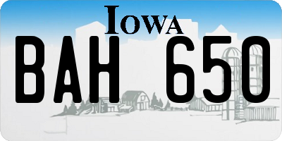 IA license plate BAH650