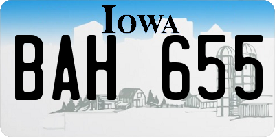 IA license plate BAH655