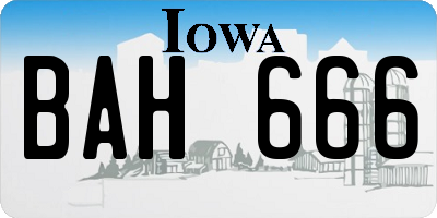 IA license plate BAH666