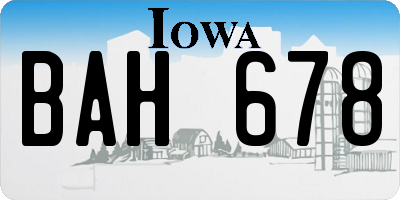 IA license plate BAH678