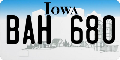 IA license plate BAH680