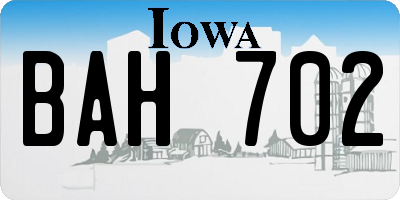 IA license plate BAH702