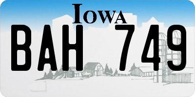 IA license plate BAH749