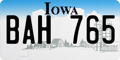 IA license plate BAH765