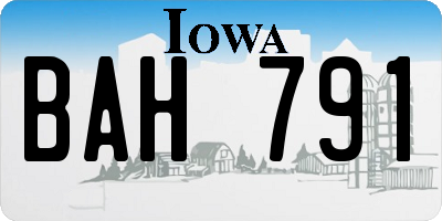 IA license plate BAH791