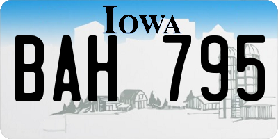 IA license plate BAH795
