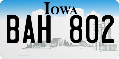 IA license plate BAH802