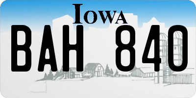 IA license plate BAH840