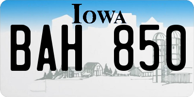 IA license plate BAH850