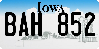 IA license plate BAH852