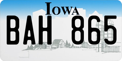 IA license plate BAH865