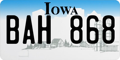 IA license plate BAH868