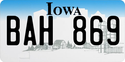 IA license plate BAH869