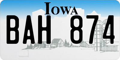 IA license plate BAH874