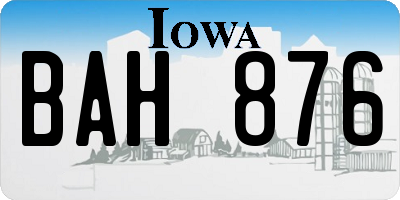 IA license plate BAH876
