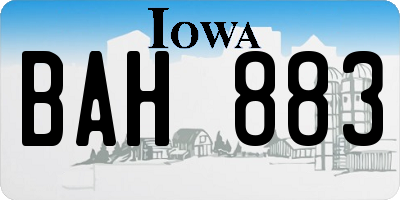 IA license plate BAH883