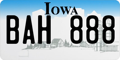 IA license plate BAH888
