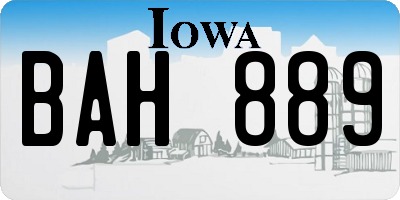 IA license plate BAH889