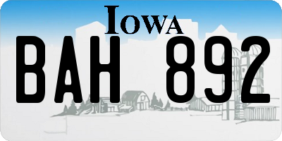 IA license plate BAH892