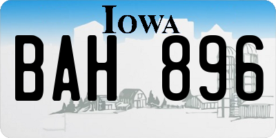 IA license plate BAH896