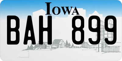 IA license plate BAH899