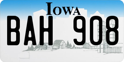 IA license plate BAH908