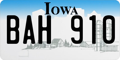 IA license plate BAH910