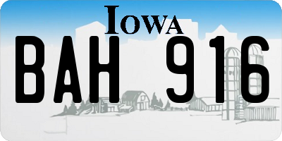 IA license plate BAH916