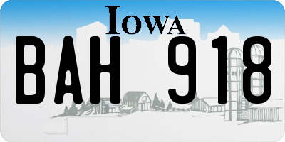 IA license plate BAH918